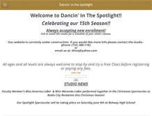 Tablet Screenshot of dancininthespotlight.com